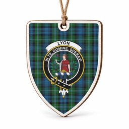 Lyon Tartan Crest Shield Wood Ornament , Scottish Heritage Family Keepsake Gift