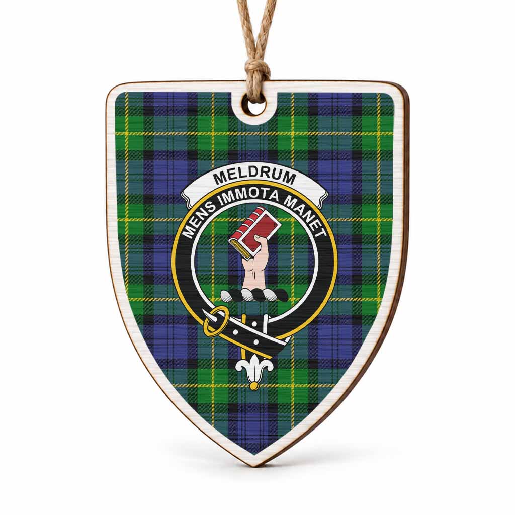 Meldrum Tartan Crest Shield Wood Ornament , Scottish Heritage Family Keepsake Gift