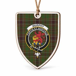 Murphy Tartan Crest Shield Wood Ornament , Scottish Heritage Family Keepsake Gift