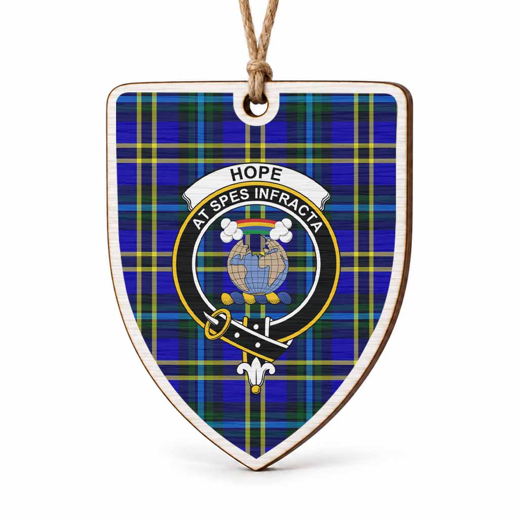 Hope Tartan Crest Shield Wood Ornament , Scottish Heritage Family Keepsake Gift