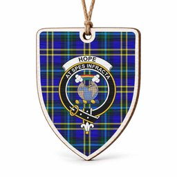 Hope Tartan Crest Shield Wood Ornament , Scottish Heritage Family Keepsake Gift