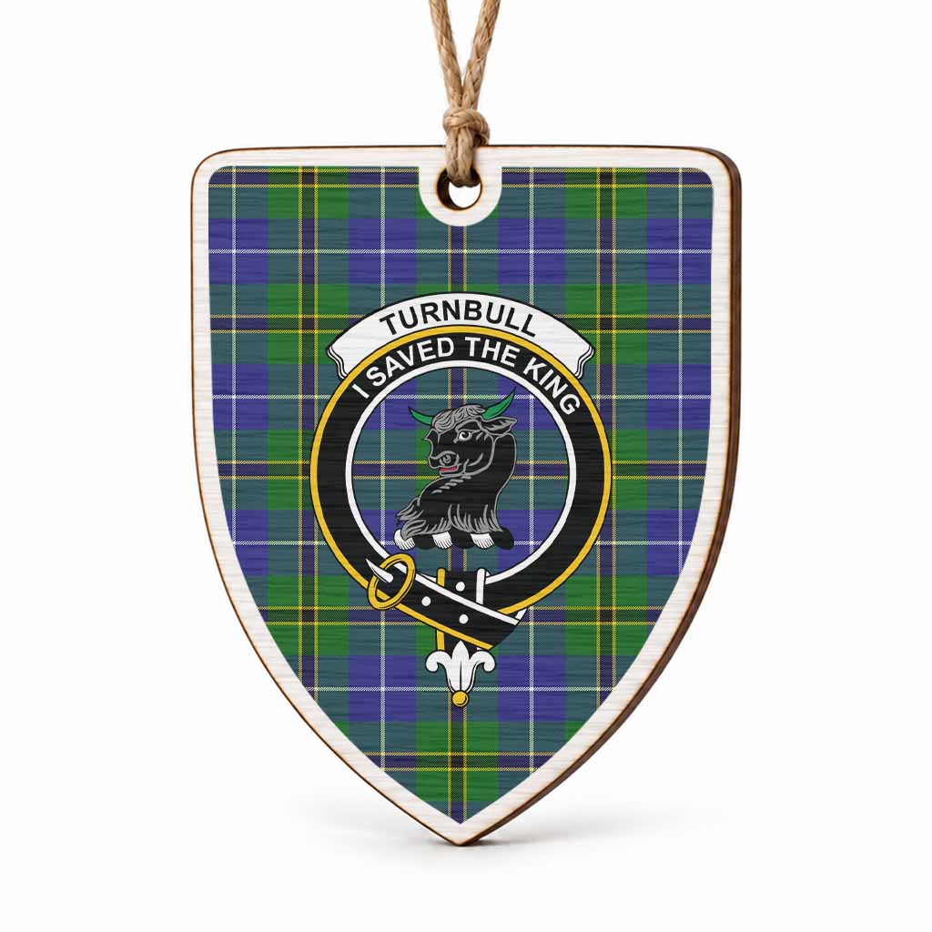 Turnbull Tartan Crest Shield Wood Ornament , Scottish Heritage Family Keepsake Gift