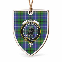 Turnbull Tartan Crest Shield Wood Ornament , Scottish Heritage Family Keepsake Gift