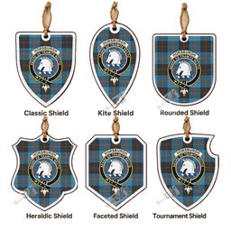Horsburgh Tartan Crest Shield Wood Ornament , Scottish Heritage Family Keepsake Gift