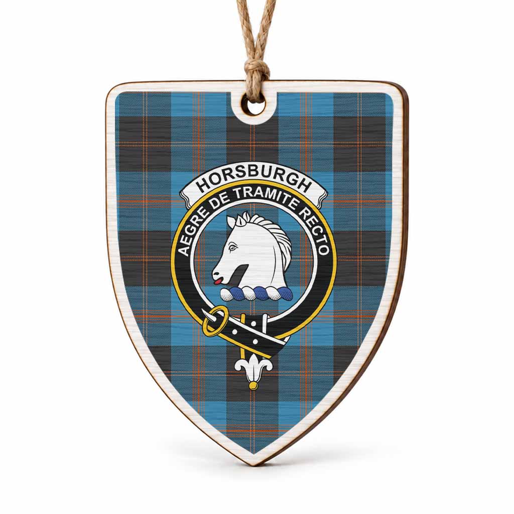 Horsburgh Tartan Crest Shield Wood Ornament , Scottish Heritage Family Keepsake Gift