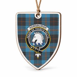 Horsburgh Tartan Crest Shield Wood Ornament , Scottish Heritage Family Keepsake Gift