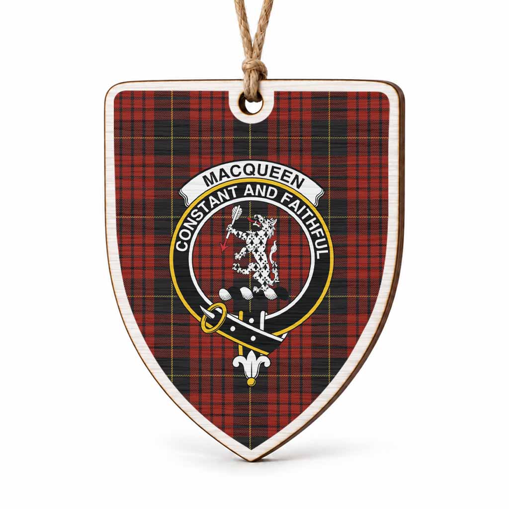 MacQueen (McQueen) Tartan Crest Shield Wood Ornament , Scottish Heritage Family Keepsake Gift