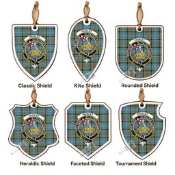 Paisley Tartan Crest Shield Wood Ornament , Scottish Heritage Family Keepsake Gift