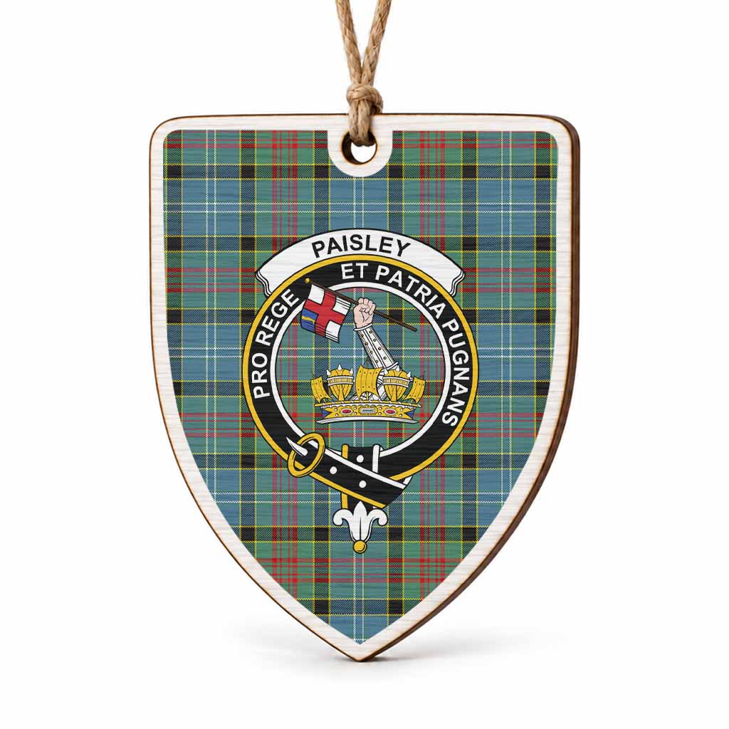 Paisley Tartan Crest Shield Wood Ornament , Scottish Heritage Family Keepsake Gift