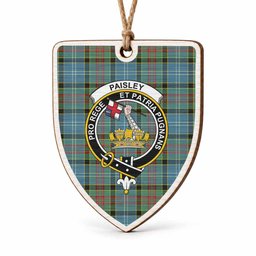 Paisley Tartan Crest Shield Wood Ornament , Scottish Heritage Family Keepsake Gift