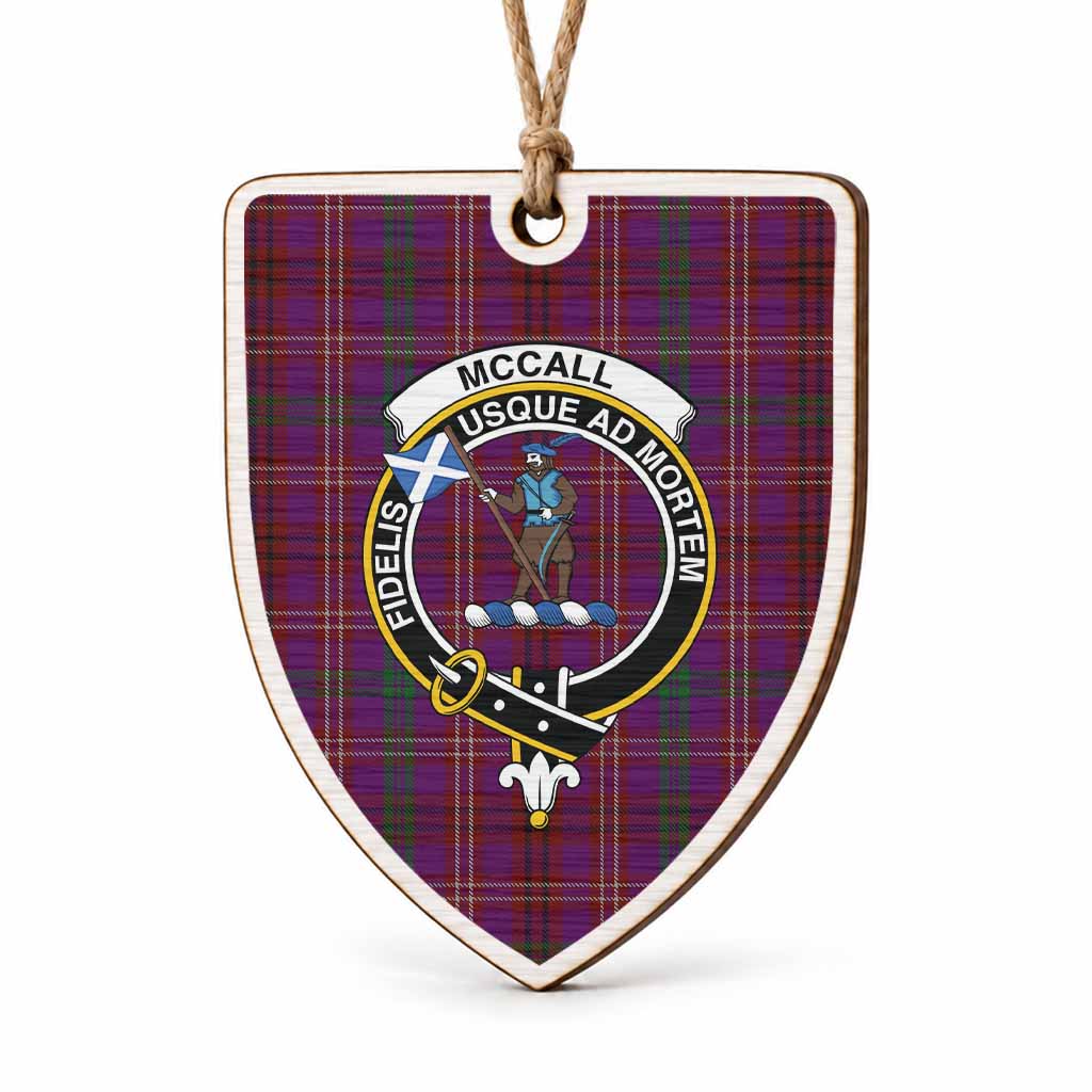 McCall (Caithness) Tartan Crest Shield Wood Ornament , Scottish Heritage Family Keepsake Gift