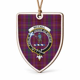 McCall (Caithness) Tartan Crest Shield Wood Ornament , Scottish Heritage Family Keepsake Gift