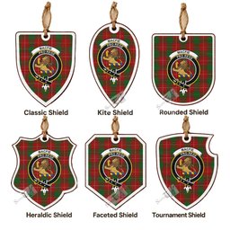 MacFie (McFie) Tartan Crest Shield Wood Ornament , Scottish Heritage Family Keepsake Gift