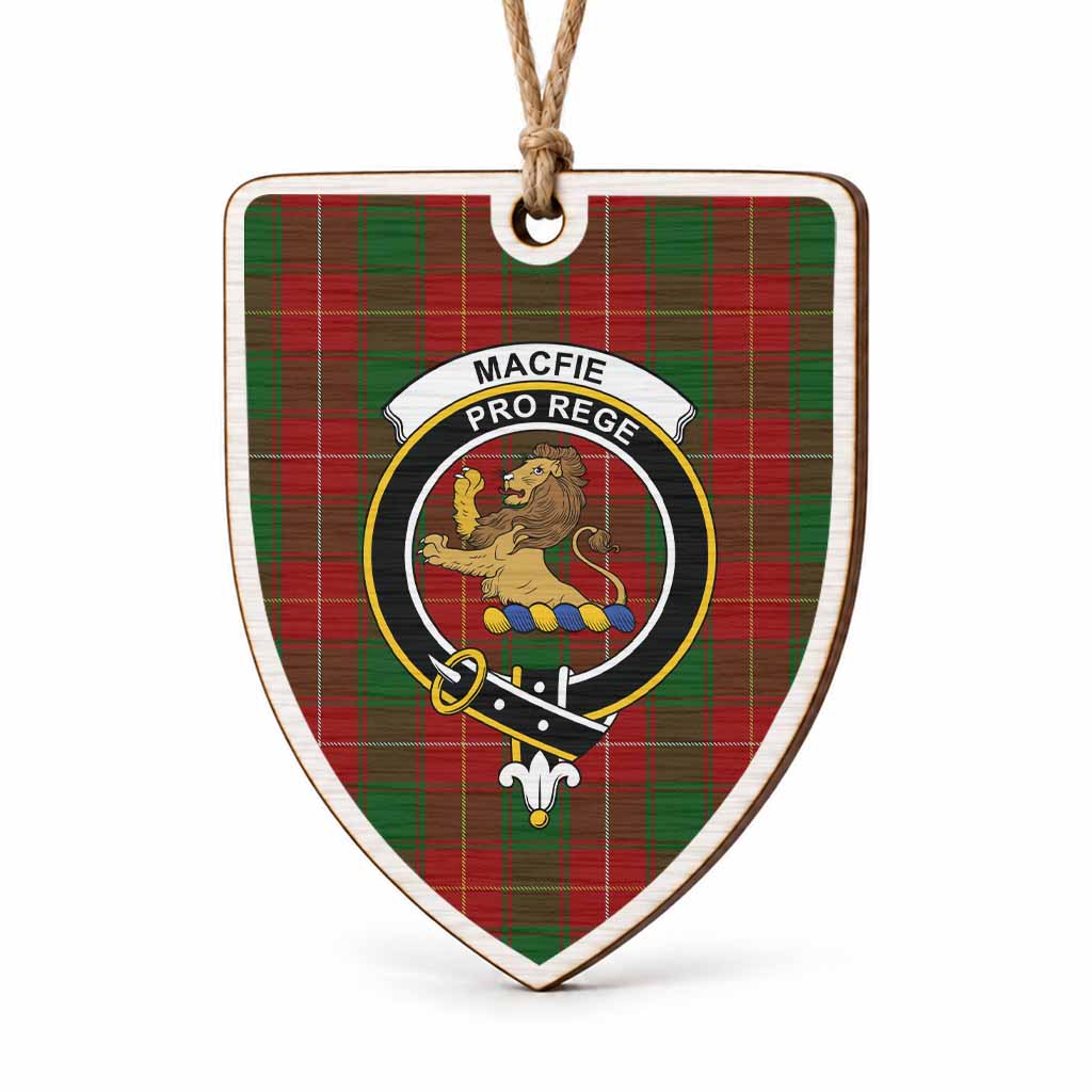 MacFie (McFie) Tartan Crest Shield Wood Ornament , Scottish Heritage Family Keepsake Gift