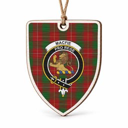 MacFie (McFie) Tartan Crest Shield Wood Ornament , Scottish Heritage Family Keepsake Gift