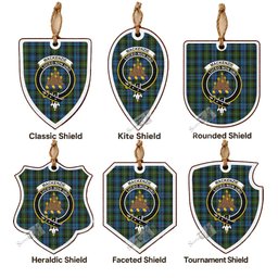 Mackenzie (Mckenzie) Tartan Crest Shield Wood Ornament , Scottish Heritage Family Keepsake Gift