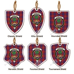Hamilton Tartan Crest Shield Wood Ornament , Scottish Heritage Family Keepsake Gift