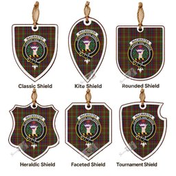MacMaster (McMaster) Tartan Crest Shield Wood Ornament , Scottish Heritage Family Keepsake Gift