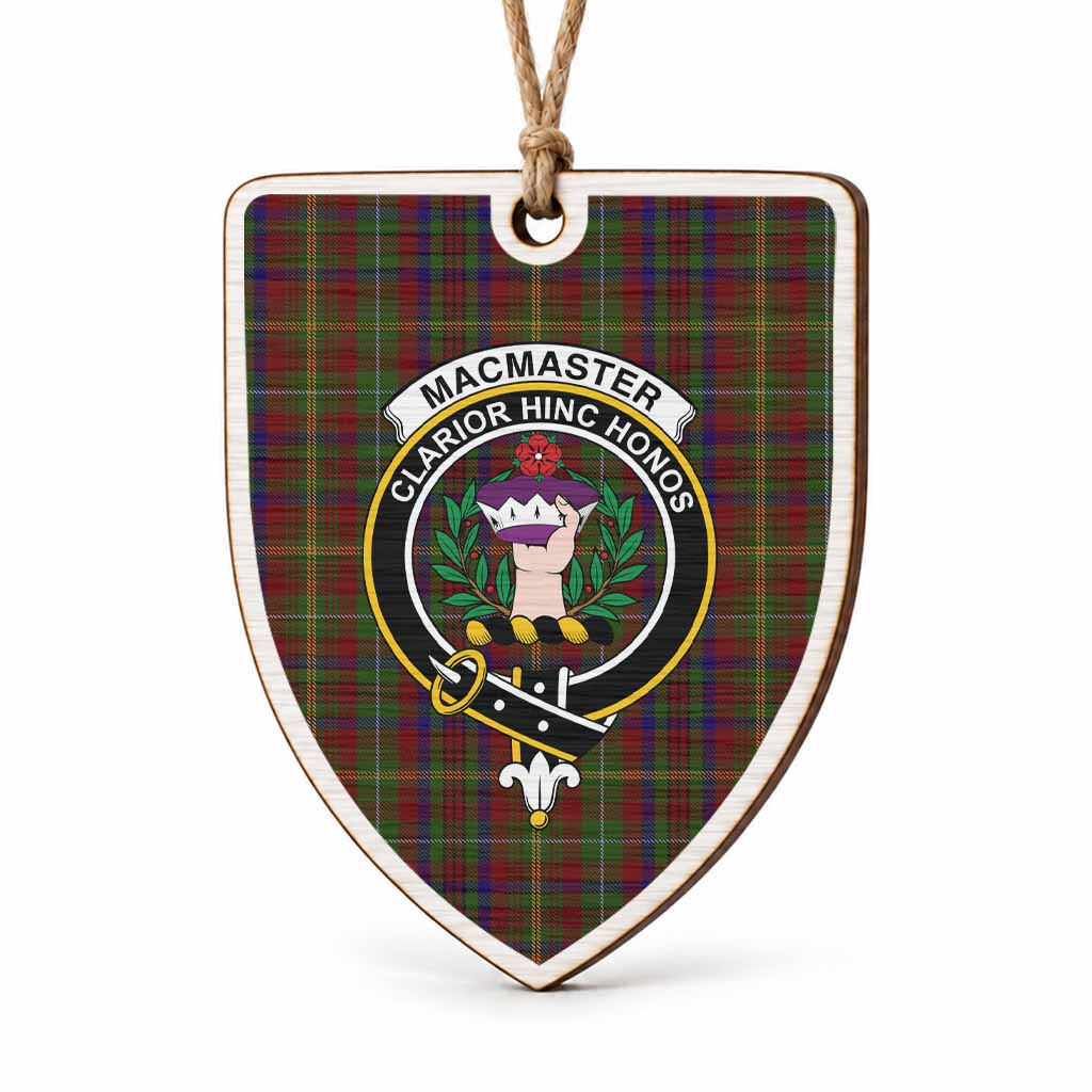 MacMaster (McMaster) Tartan Crest Shield Wood Ornament , Scottish Heritage Family Keepsake Gift