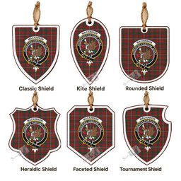 MacKinnon (McKinnon) Tartan Crest Shield Wood Ornament , Scottish Heritage Family Keepsake Gift