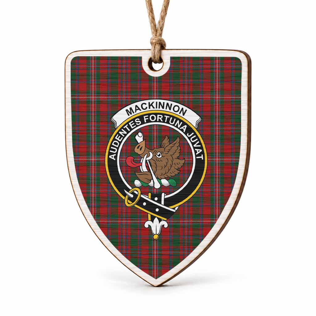 MacKinnon (McKinnon) Tartan Crest Shield Wood Ornament , Scottish Heritage Family Keepsake Gift