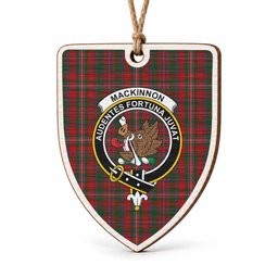 MacKinnon (McKinnon) Tartan Crest Shield Wood Ornament , Scottish Heritage Family Keepsake Gift