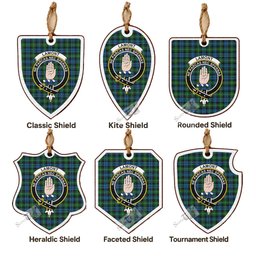 Lamont Tartan Crest Shield Wood Ornament , Scottish Heritage Family Keepsake Gift