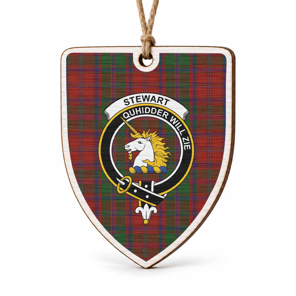 Stewart (Stuart) of Appin Tartan Crest Shield Wood Ornament , Scottish Heritage Family Keepsake Gift