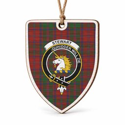Stewart (Stuart) of Appin Tartan Crest Shield Wood Ornament , Scottish Heritage Family Keepsake Gift