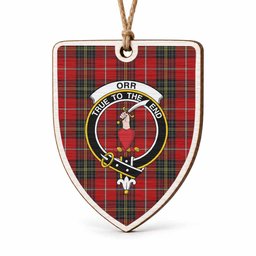 Orr Tartan Crest Shield Wood Ornament , Scottish Heritage Family Keepsake Gift