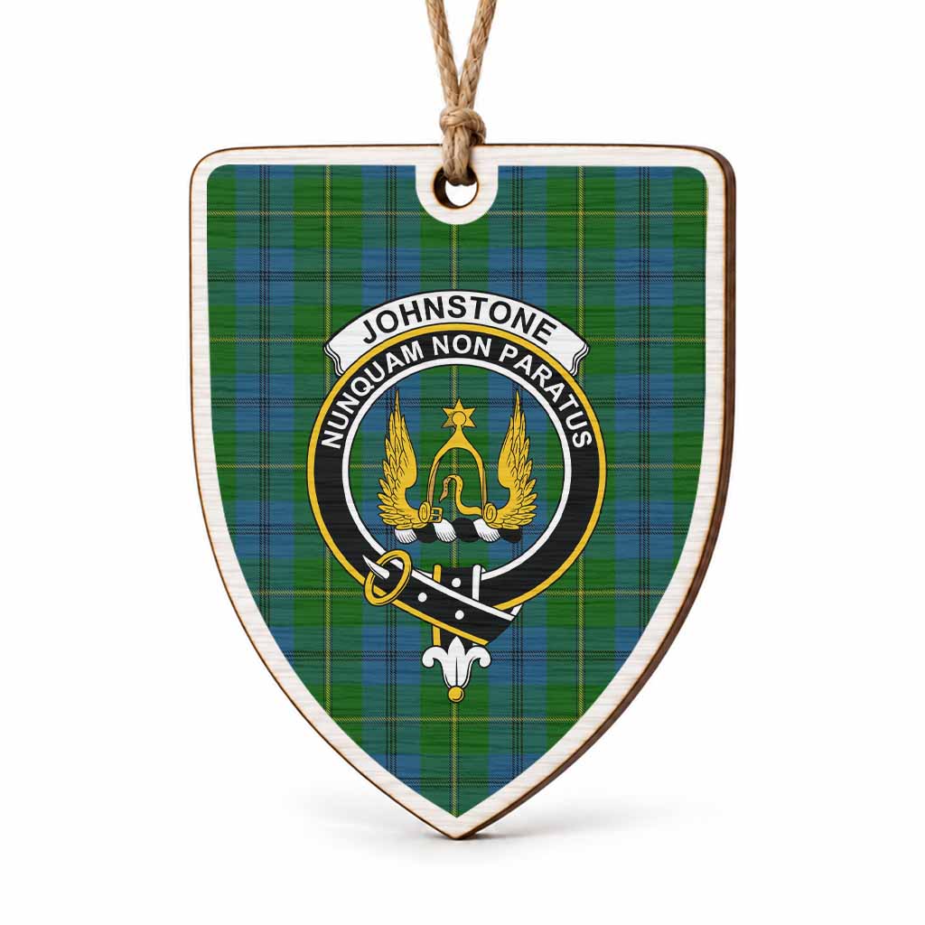 Johnstone (Johnston) Tartan Crest Shield Wood Ornament , Scottish Heritage Family Keepsake Gift