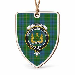Johnstone (Johnston) Tartan Crest Shield Wood Ornament , Scottish Heritage Family Keepsake Gift