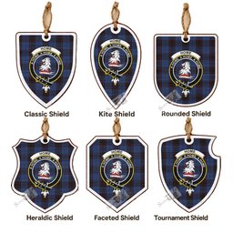 Home (Hume) Tartan Crest Shield Wood Ornament , Scottish Heritage Family Keepsake Gift