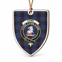 Home (Hume) Tartan Crest Shield Wood Ornament , Scottish Heritage Family Keepsake Gift