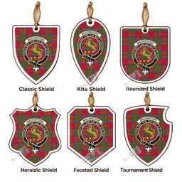 MacKintosh (McKintosh) Tartan Crest Shield Wood Ornament , Scottish Heritage Family Keepsake Gift