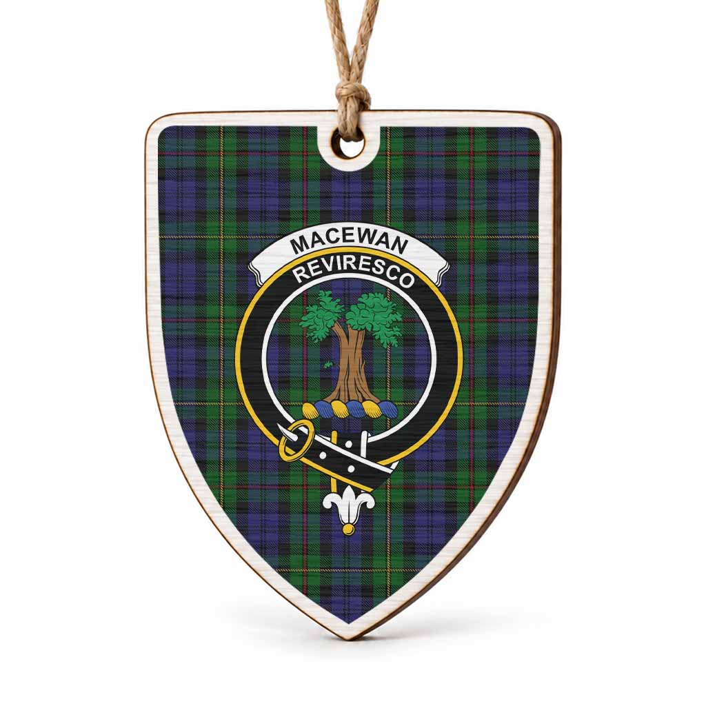 MacEwan (MacEwen) Tartan Crest Shield Wood Ornament , Scottish Heritage Family Keepsake Gift