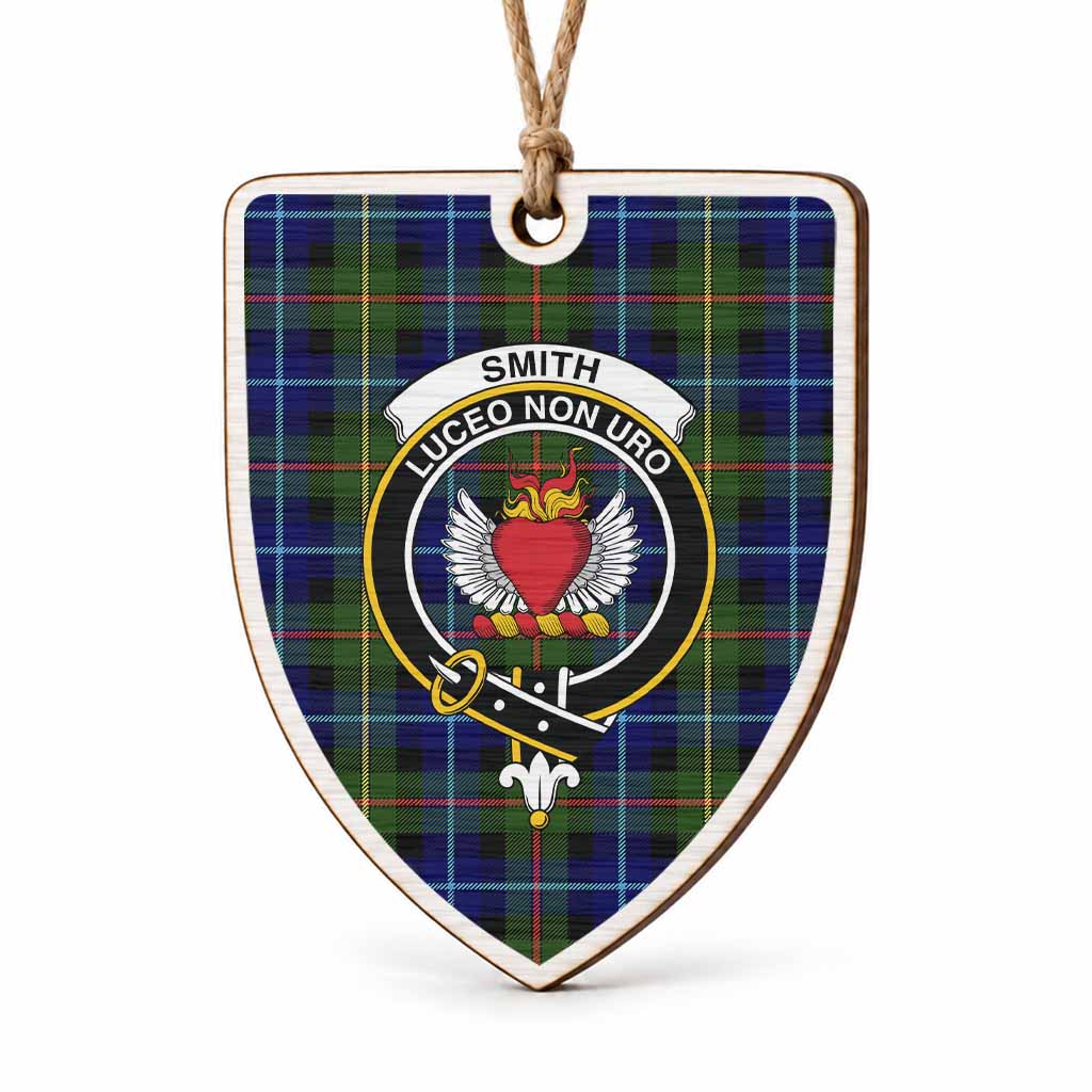 Smith Tartan Crest Shield Wood Ornament , Scottish Heritage Family Keepsake Gift