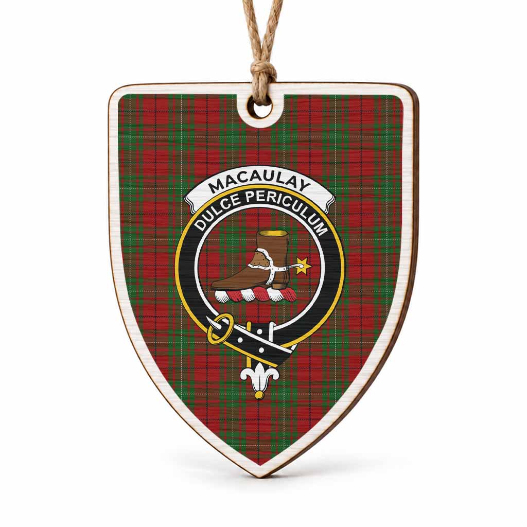 MacAulay (MacAuley) Tartan Crest Shield Wood Ornament , Scottish Heritage Family Keepsake Gift