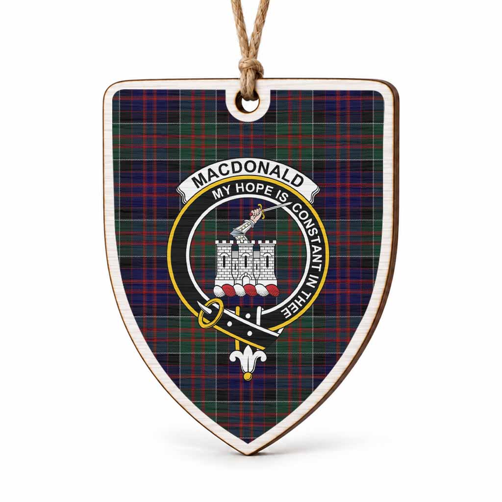 MacDonald (McDonald) of Clanranald Tartan Crest Shield Wood Ornament , Scottish Heritage Family Keepsake Gift