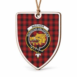 MacIver (McIver) Tartan Crest Shield Wood Ornament , Scottish Heritage Family Keepsake Gift