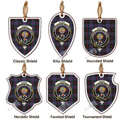 Nairn Tartan Crest Shield Wood Ornament , Scottish Heritage Family Keepsake Gift