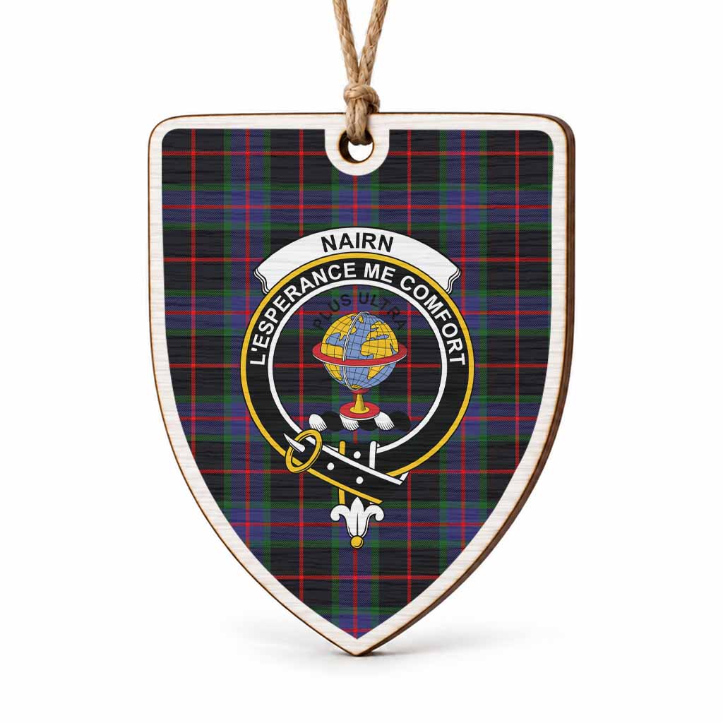 Nairn Tartan Crest Shield Wood Ornament , Scottish Heritage Family Keepsake Gift