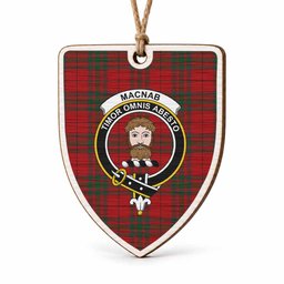 MacNab (McNab) Tartan Crest Shield Wood Ornament , Scottish Heritage Family Keepsake Gift