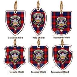 McLaughlin Tartan Crest Shield Wood Ornament , Scottish Heritage Family Keepsake Gift