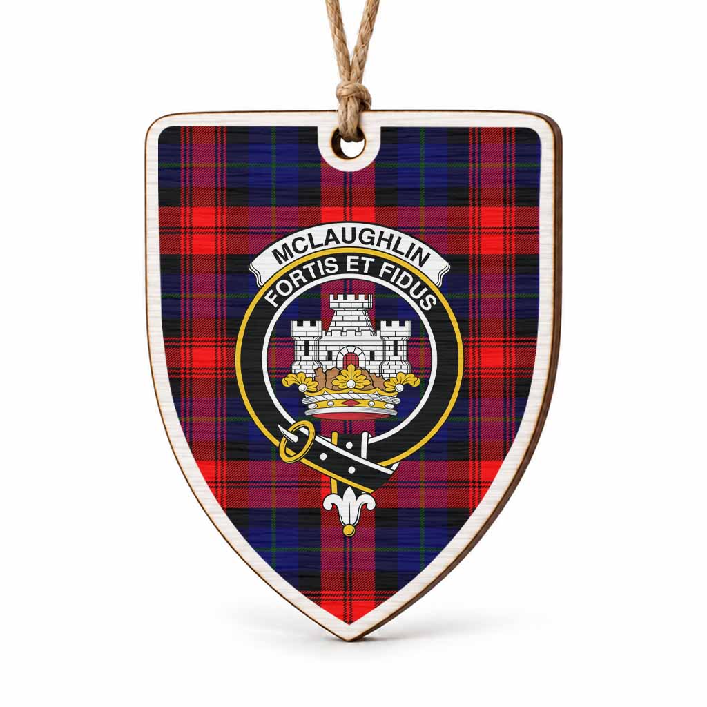 McLaughlin Tartan Crest Shield Wood Ornament , Scottish Heritage Family Keepsake Gift