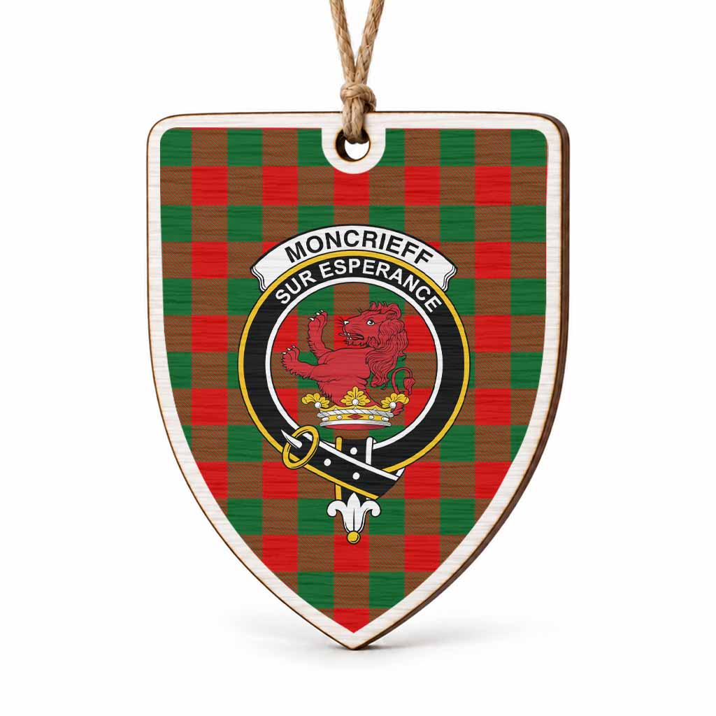 Moncrieff (Moncreiffe) Tartan Crest Shield Wood Ornament , Scottish Heritage Family Keepsake Gift