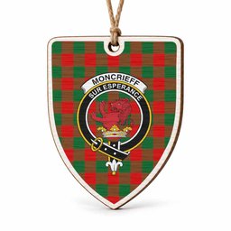 Moncrieff (Moncreiffe) Tartan Crest Shield Wood Ornament , Scottish Heritage Family Keepsake Gift