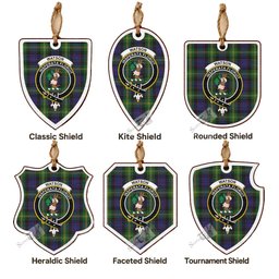 Watson Tartan Crest Shield Wood Ornament , Scottish Heritage Family Keepsake Gift