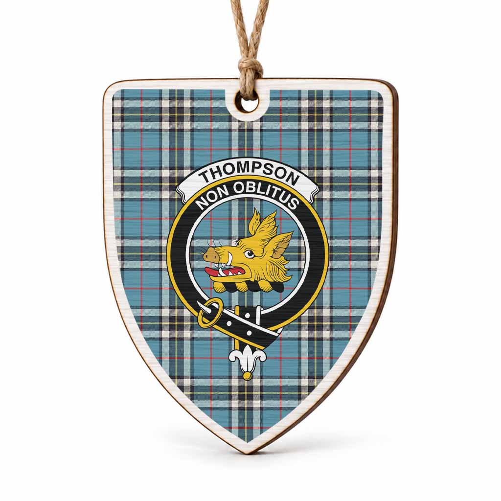 Thompson (Thomson) Tartan Crest Shield Wood Ornament , Scottish Heritage Family Keepsake Gift