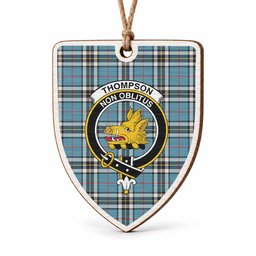 Thompson (Thomson) Tartan Crest Shield Wood Ornament , Scottish Heritage Family Keepsake Gift